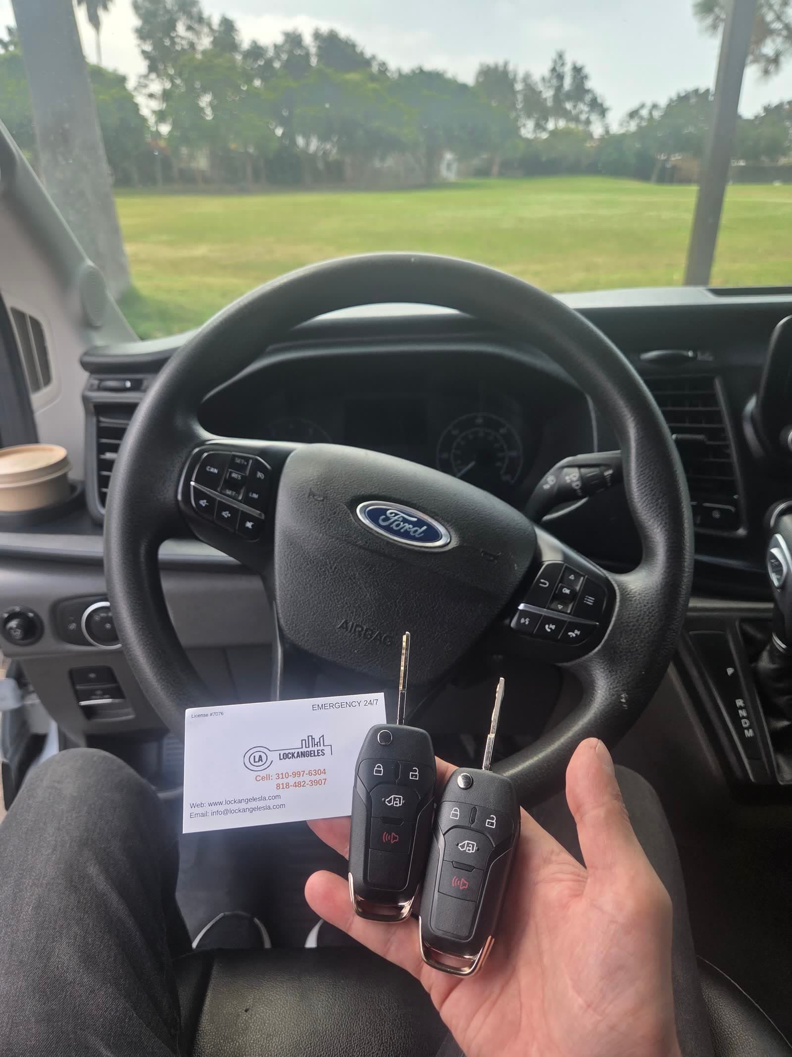Ford Transit work van key duplication — two new keys cut on-site in Los Angeles